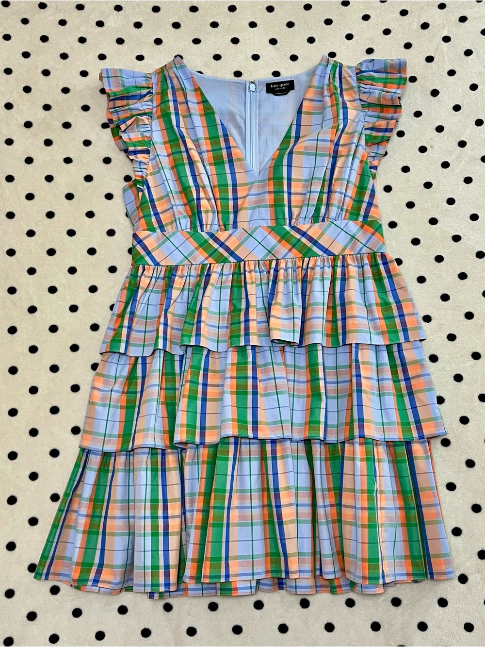Kate Spade Sunshine Madras Tiered Dress Size 16